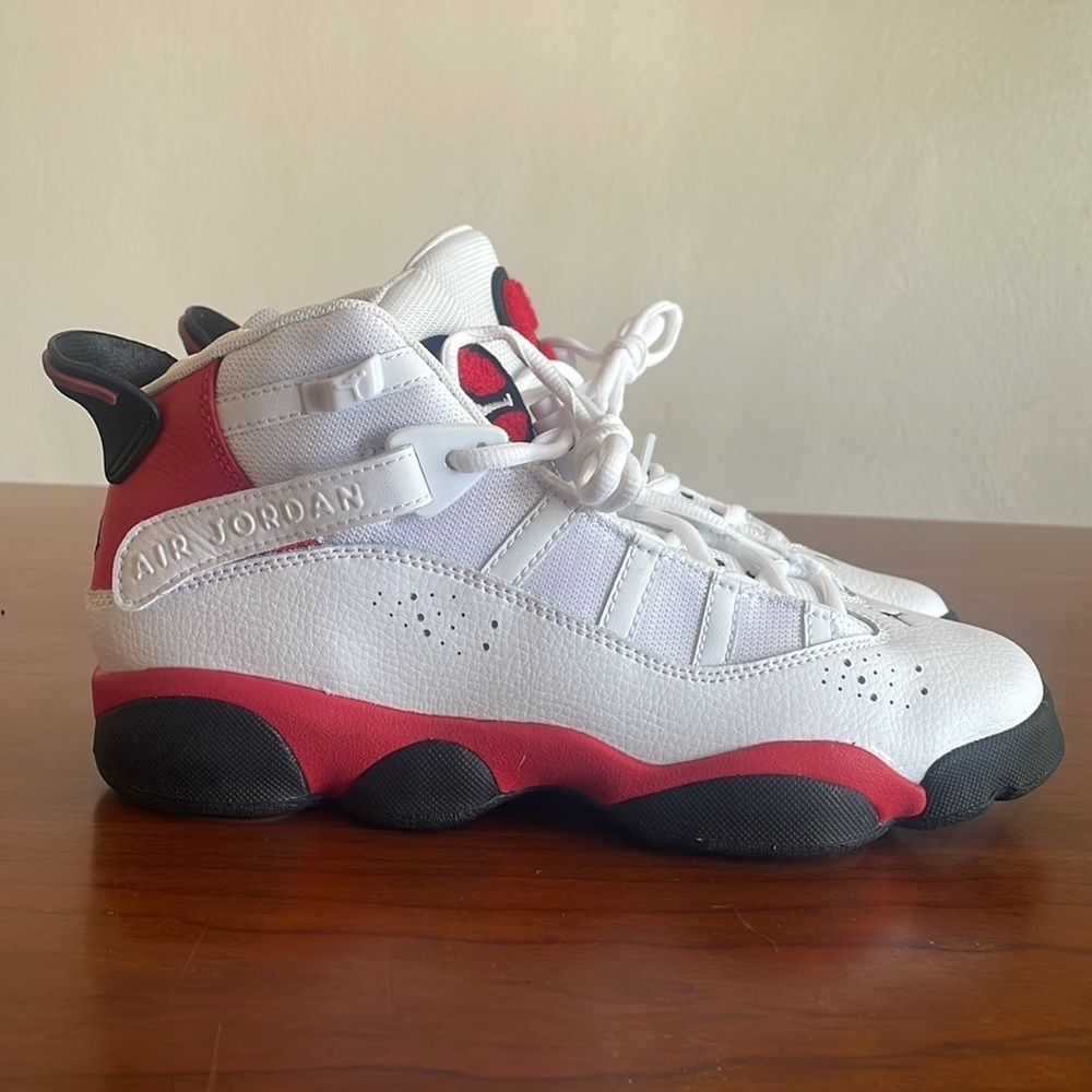 Nike Air Jordan 6 Rings GS White University Red Black 323419-126 Size 7 Youth - Picture 3 of 5